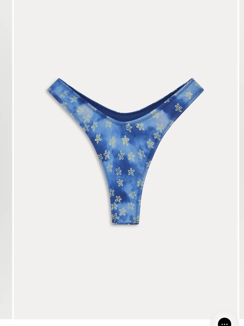 Frankie's Bikinis Blue Floral High-Cut Bikini Bottom Size Large
